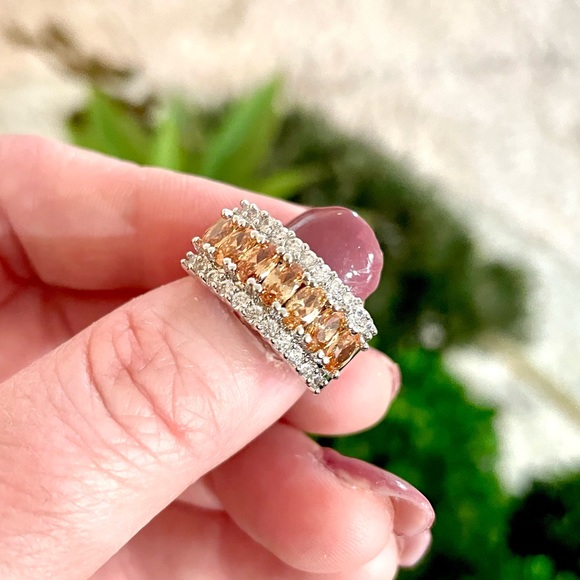 Sterling Silver Cubic Zirconia Peach Ring - Picture 7 of 10